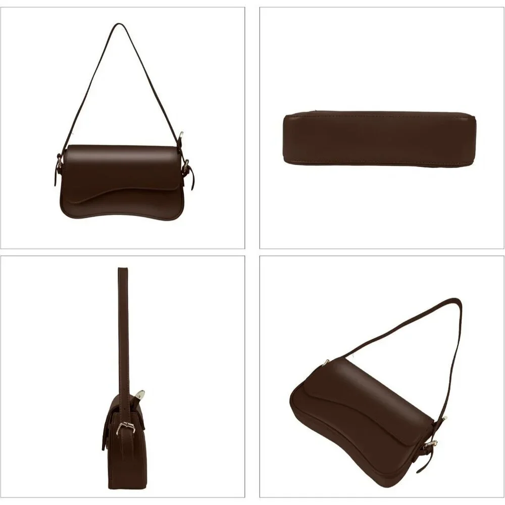 Shoulder Bag for Women Little Purse Hobo Bags Clutch Leather Handbags Brown Tote - Picture 3 of 8